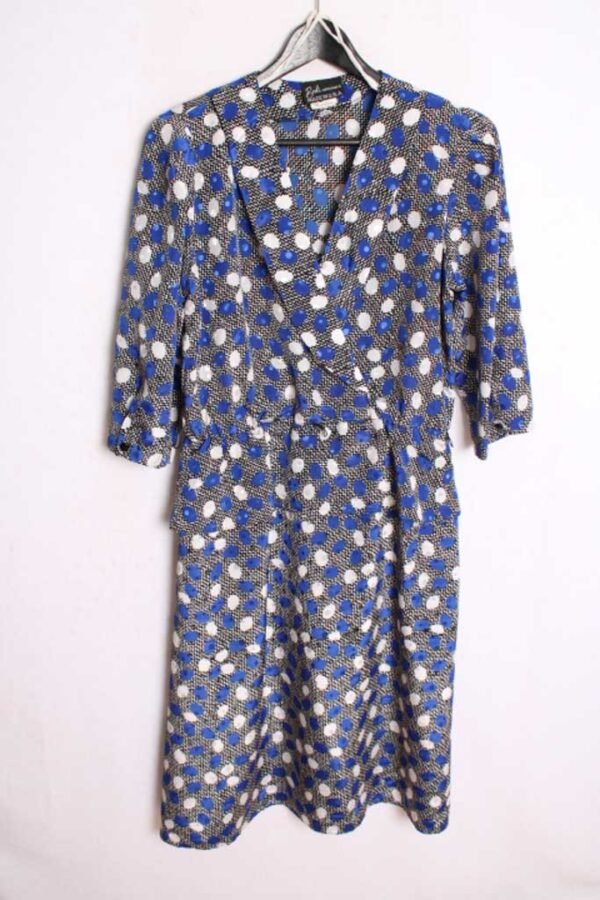 Vestido Americano Vintage con Lunares y Peplum "XL"