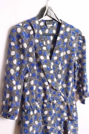 Vestido Americano Vintage con Lunares y Peplum "XL"