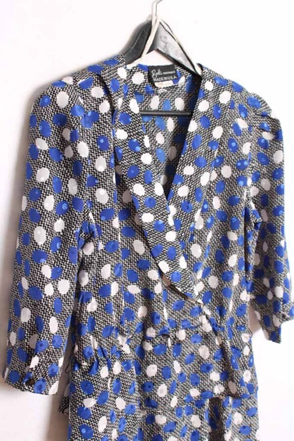 Vestido Americano Vintage con Lunares y Peplum "XL"