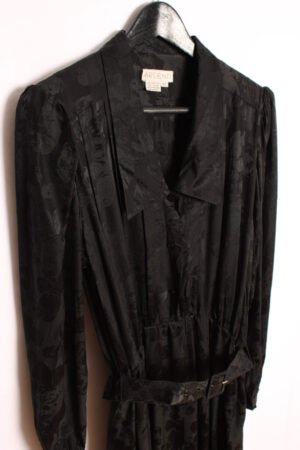 Vestido Negro Plisado de Seda Vintage "S"