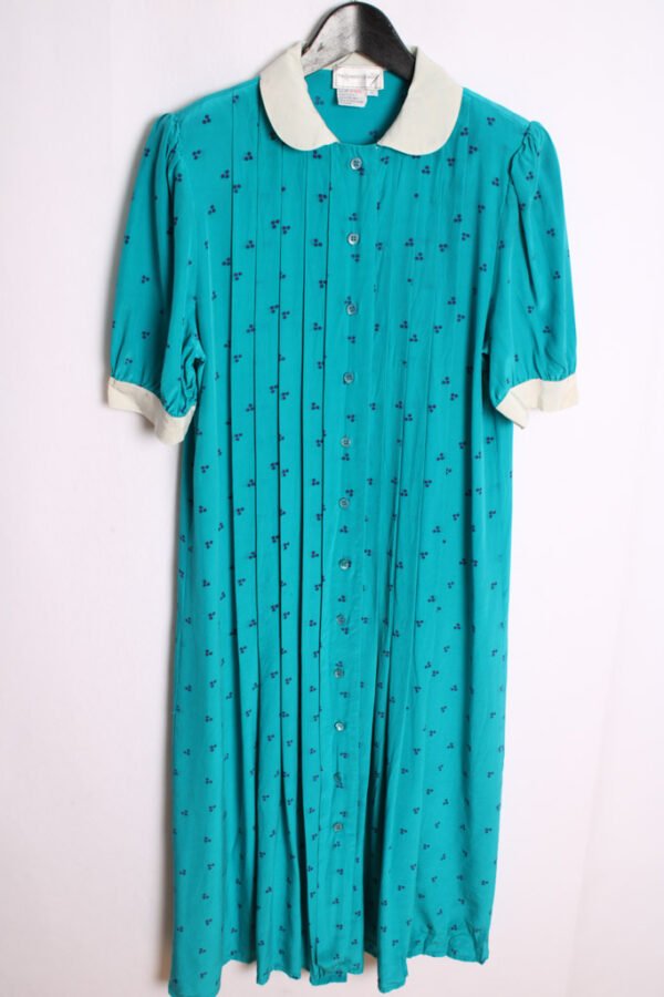 Vestido Midi Seda Vintage Rayas y Flores  "M/L"