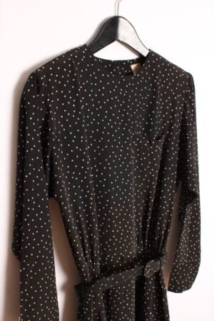 Vestido Midi Negro con Cuadritos Vintage "S"