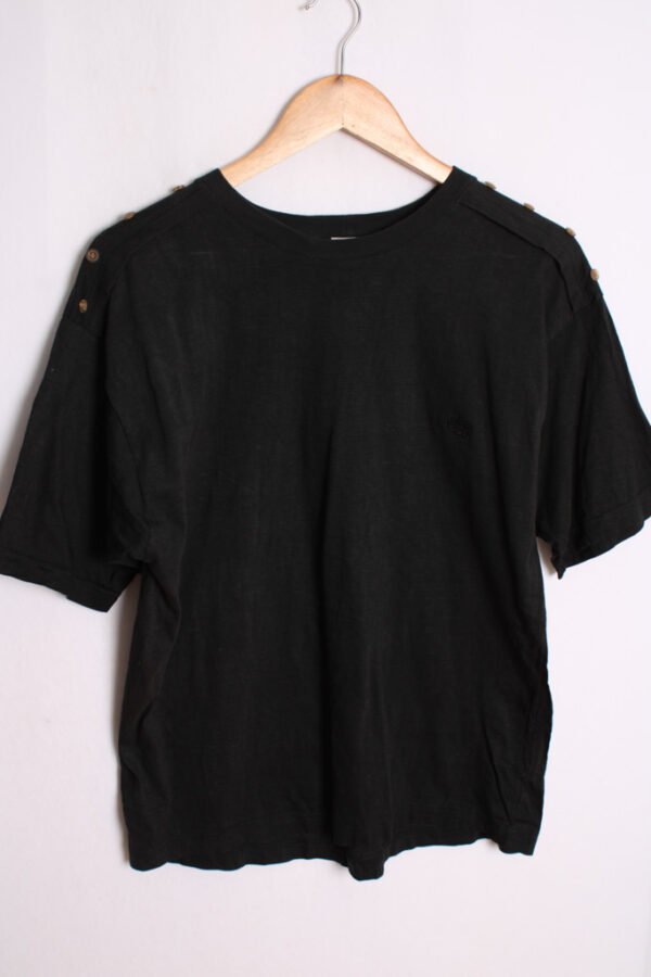 Camiseta Vintage Negra con Botones "M"