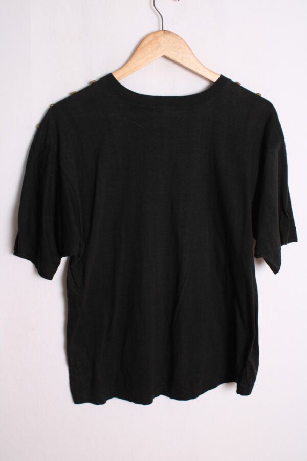 Camiseta Vintage Negra con Botones "M"