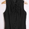 blusa vintage chica-18 Camisa Sin Mangas Vintage Negra con Chorreras "S"