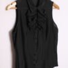 blusa vintage chica-19 Camisa Sin Mangas Vintage Negra con Chorreras "S"