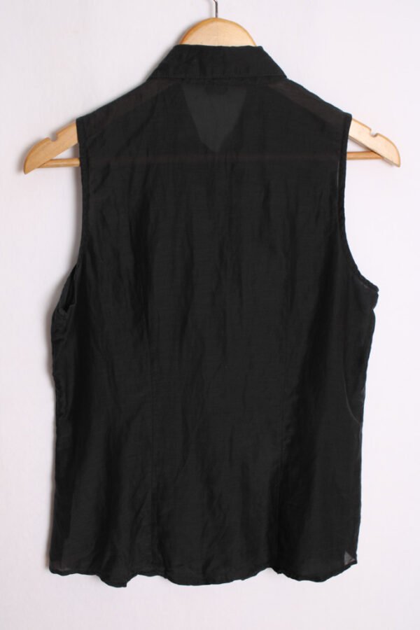 blusa vintage chica-20 Camisa Sin Mangas Vintage Negra con Chorreras "S"