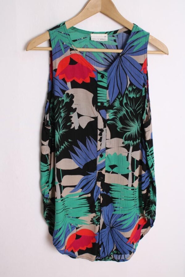 Blusa Vintage Estampado Flores Sin Mangas "S"