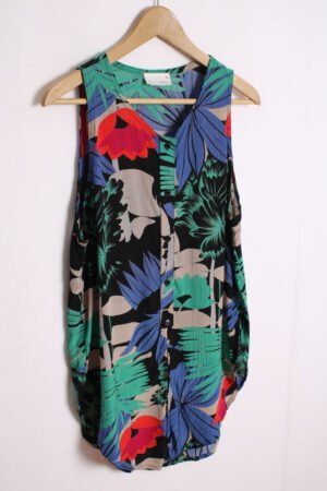 Blusa Vintage Estampado Flores Sin Mangas "S"