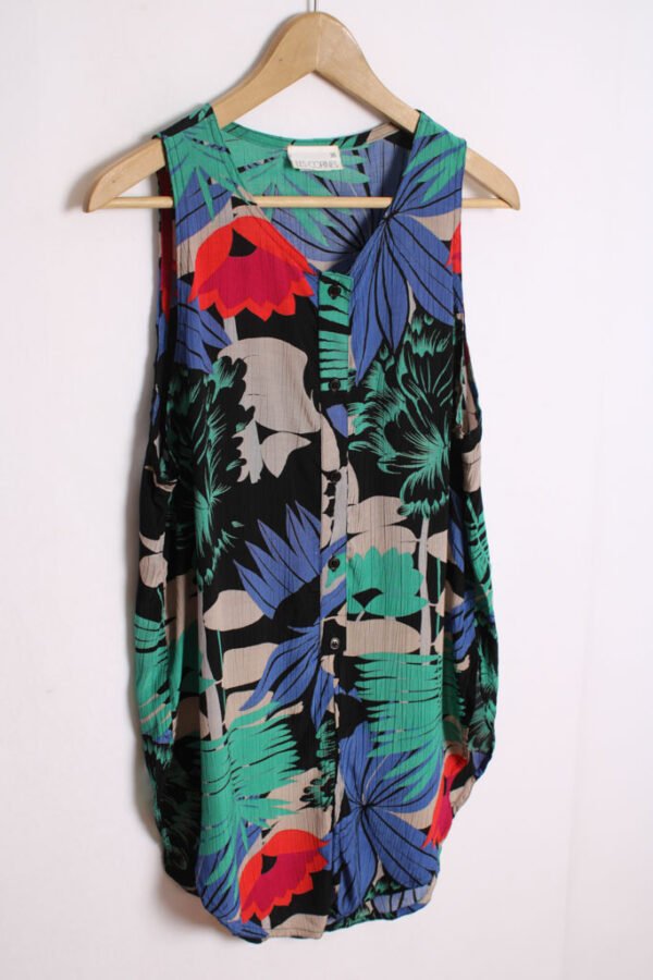 Blusa Vintage Estampado Flores Sin Mangas "S"