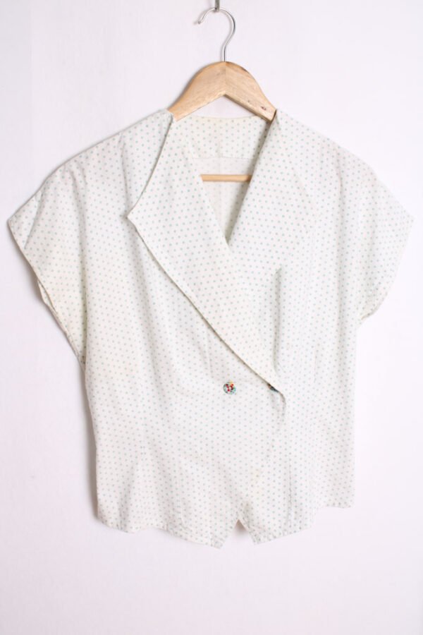 Top Blanco Cruzado Estampados Verdes "M"