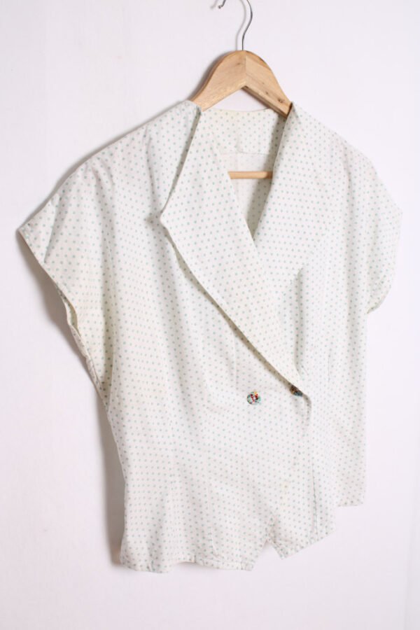 Top Blanco Cruzado Estampados Verdes "M"