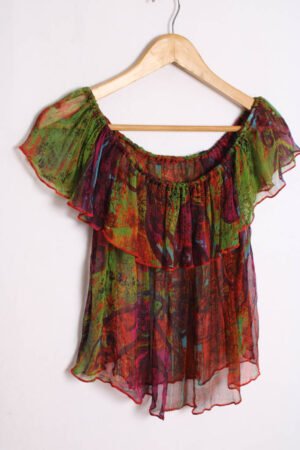 Top Vintage Print Colores Verde y Burdeos "M"