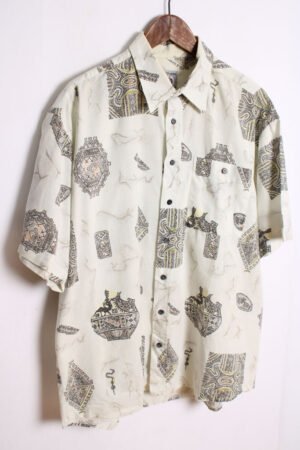 camisa estampada años 90 vintage chico-13 Camisa Print Étnico Vintage Blanca "XL"