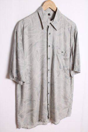 camisa estampada años 90 vintage chico-16 Camisa Print Hojas Vintage Tonos Grises "L"