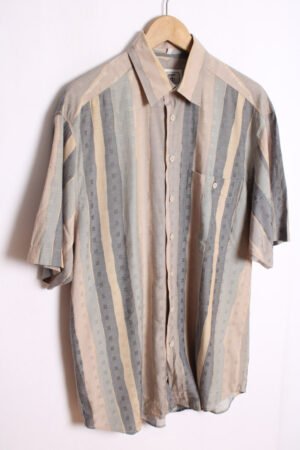 camisa estampada años 90 vintage chico Camisa Print Rayas Vintage Tonos Grises "L"