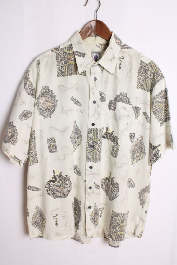 Camisa Print Étnico Vintage Blanca "XL"