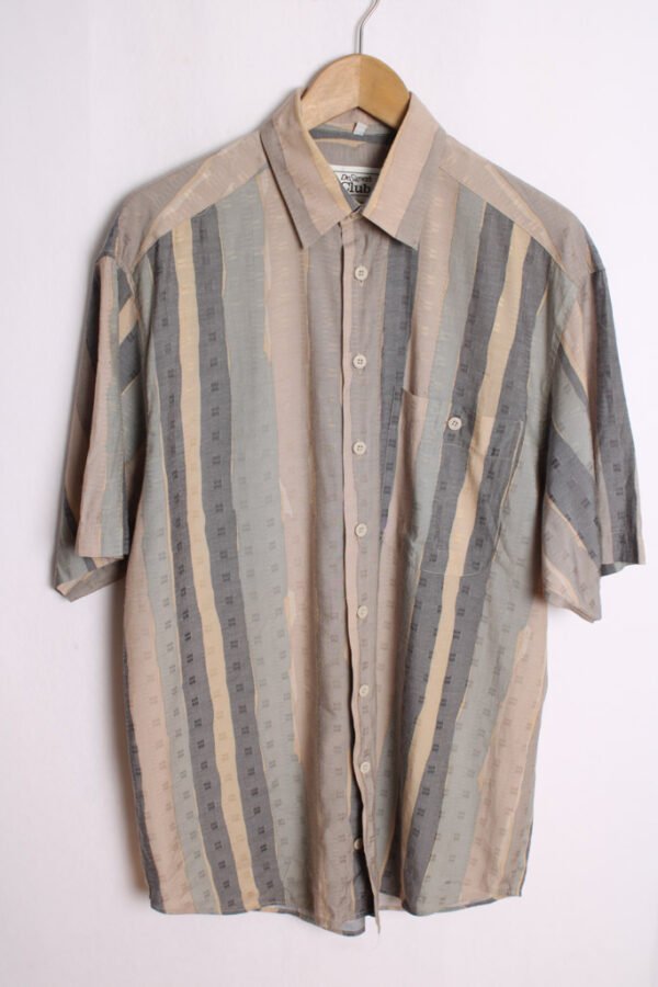 Camisa Print Rayas Vintage Tonos Grises "L"