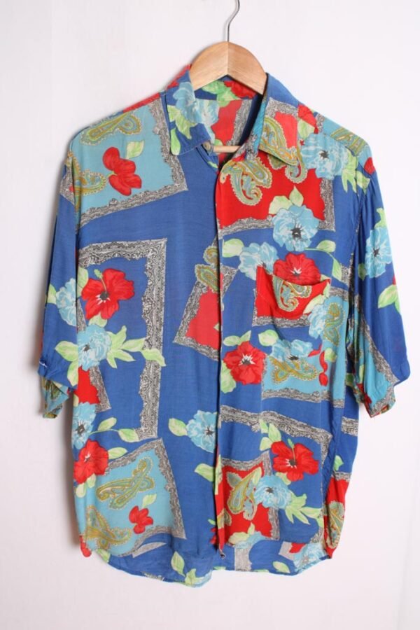 Camisa Vintage Estampado Paisley y Flores "M"