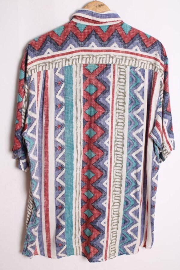 Camisa Print Navajo Vintage Azul y Roja "XL"