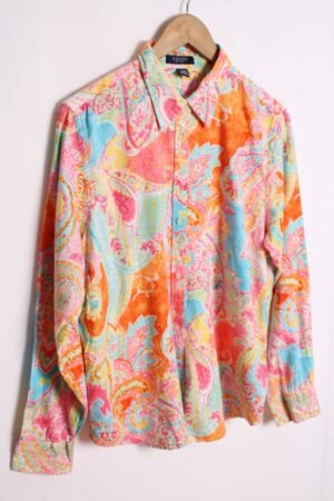 camisa tommy hilfiger vintage ralph lauren-25 Camisa Chaps Vintage Print Paisley Flúor "L"