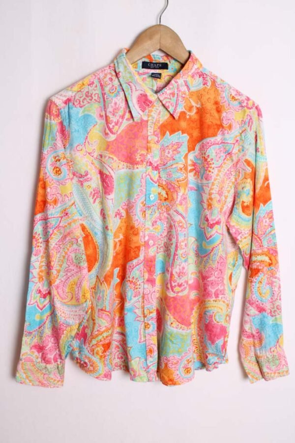 camisa tommy hilfiger vintage ralph lauren-73 Camisa Chaps Vintage Print Paisley Flúor "L"