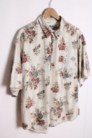 Camisa Rayas con Flores Vintage "XL"