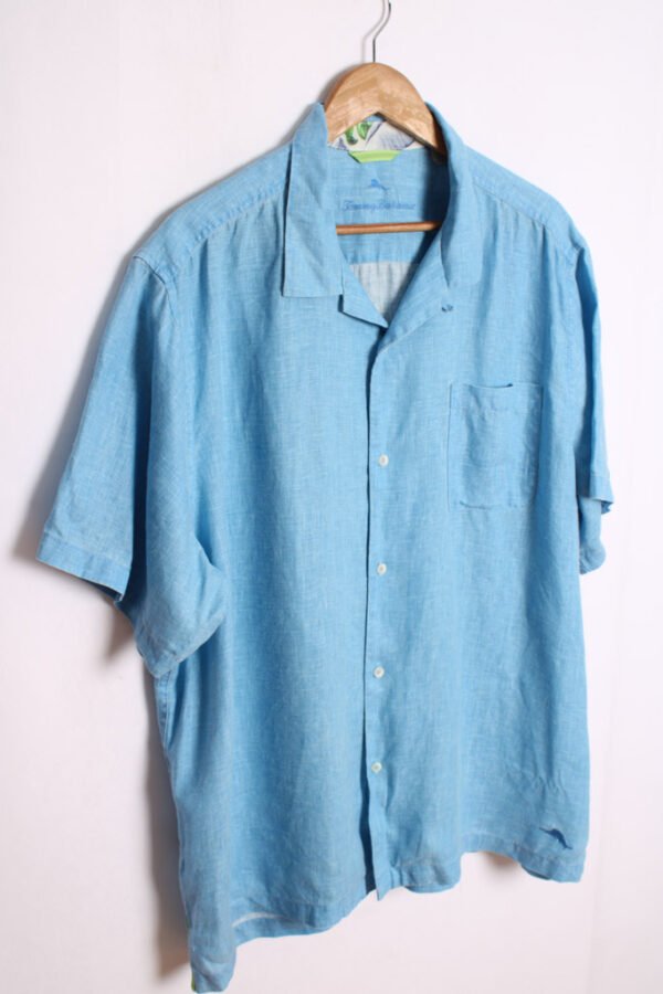Camisa Tommy Bahama Vintage de Lino Azul "2XL"