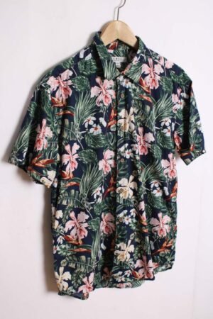 camisa verano estampada vintage-34 Camisa Estampado Hawaiano Vintage Azul "M"