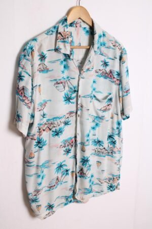 Camisa Hawaiana Azul Vintage Estampada "M"