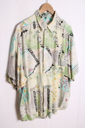 camisa verano estampada vintage-39 Camisa Crazy Print Style Vintage Blanca "2XL"