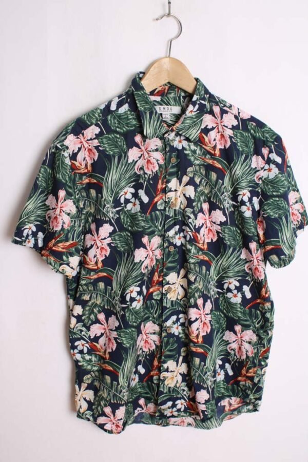 Camisa Estampado Hawaiano Vintage Azul "M"