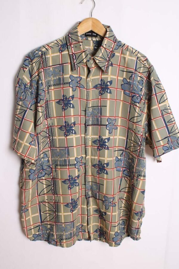 Camisa Vintage Cuadros y Flores "XL"