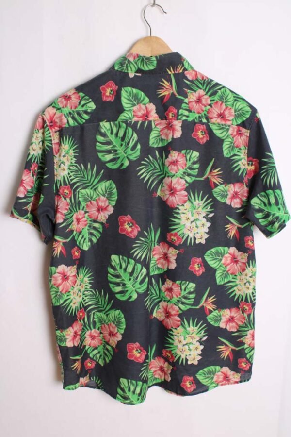 Camisa Print Hawaiano Vintage Azul con Flores "L"