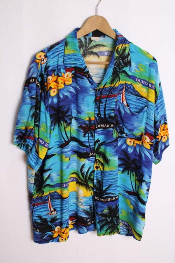 camisa verano estampada vintage-70 Camisa Hawaiana Vintage Souvenir Jamaica "L"