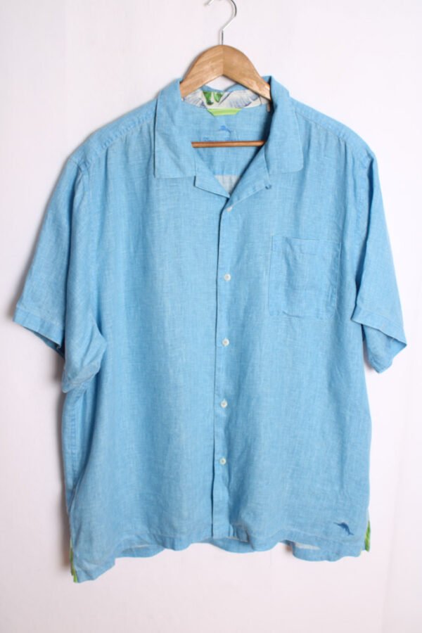 Camisa Tommy Bahama Vintage de Lino Azul "2XL"