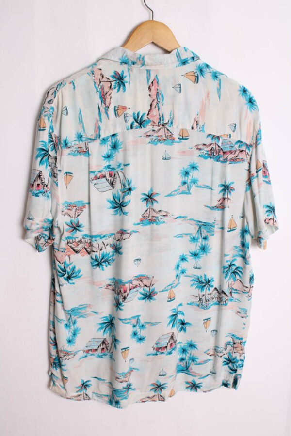 Camisa Hawaiana Azul Vintage Estampada "M"