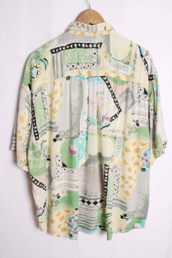camisa verano estampada vintage-88 Camisa Crazy Print Style Vintage Blanca "2XL"