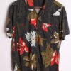 Camisa Hawaiana Negra Vintage Flores "M"