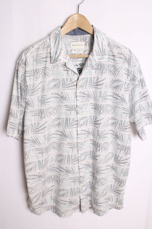 camisa vintage chico estampada-24 Camisa Hawaiana Vintage Hojas Bicolor "L"