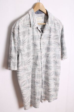 Camisa Hawaiana Vintage Hojas Bicolor "L"