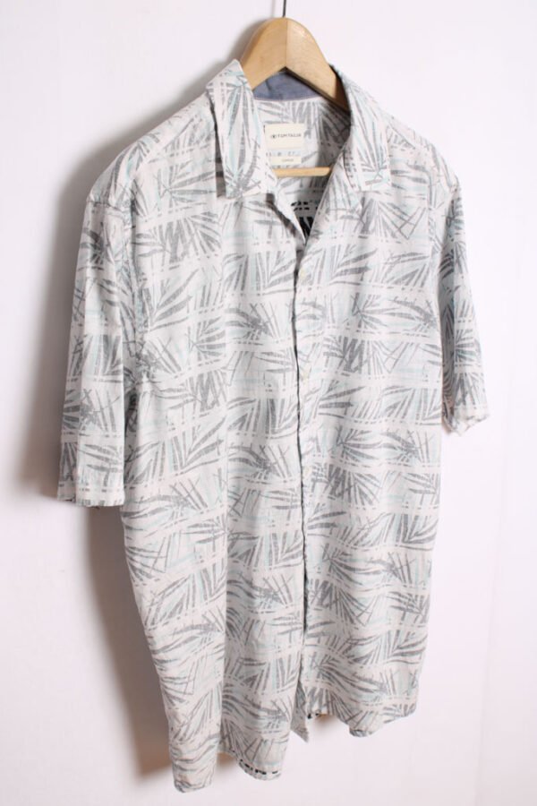 camisa vintage chico estampada-44 Camisa Hawaiana Vintage Hojas Bicolor "L"