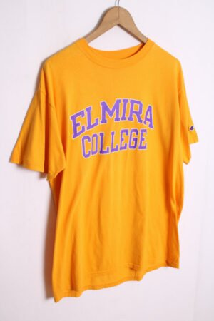 camiseta deportiva vintage unisex-78 Camiseta Champion Amarilla Vintage Elmira Collage "L"