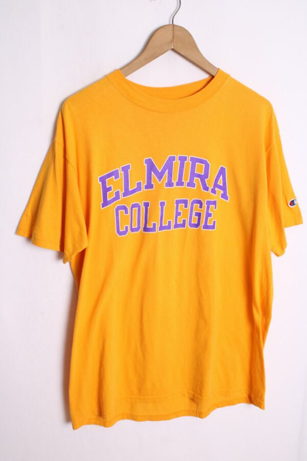 camiseta deportiva vintage unisex-79 Camiseta Champion Amarilla Vintage Elmira Collage "L"