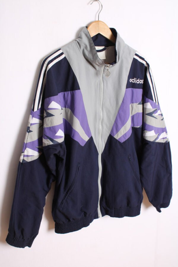 chaqueta depotiva marca vintage unisex-59 Crazy Jacket Adidas Vintage Azul Marino Abstracta "L"