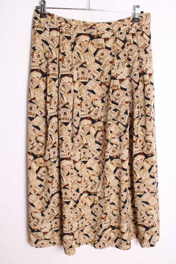 Falda Print Cartas Vintage Azul y Beige "L"