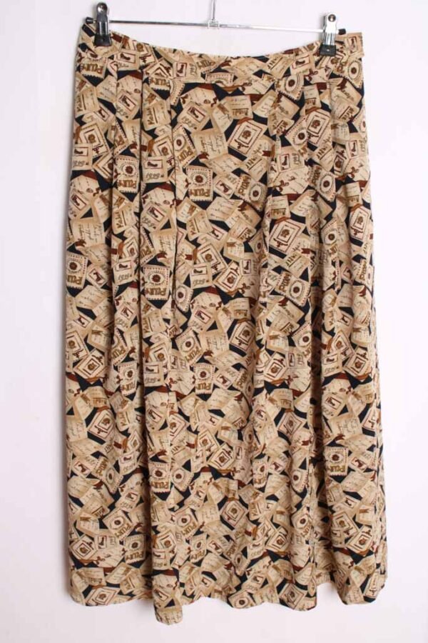 Falda Print Cartas Vintage Azul y Beige "L"