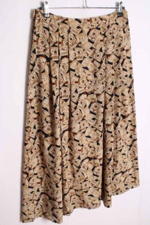 Falda Print Cartas Vintage Azul y Beige "L"