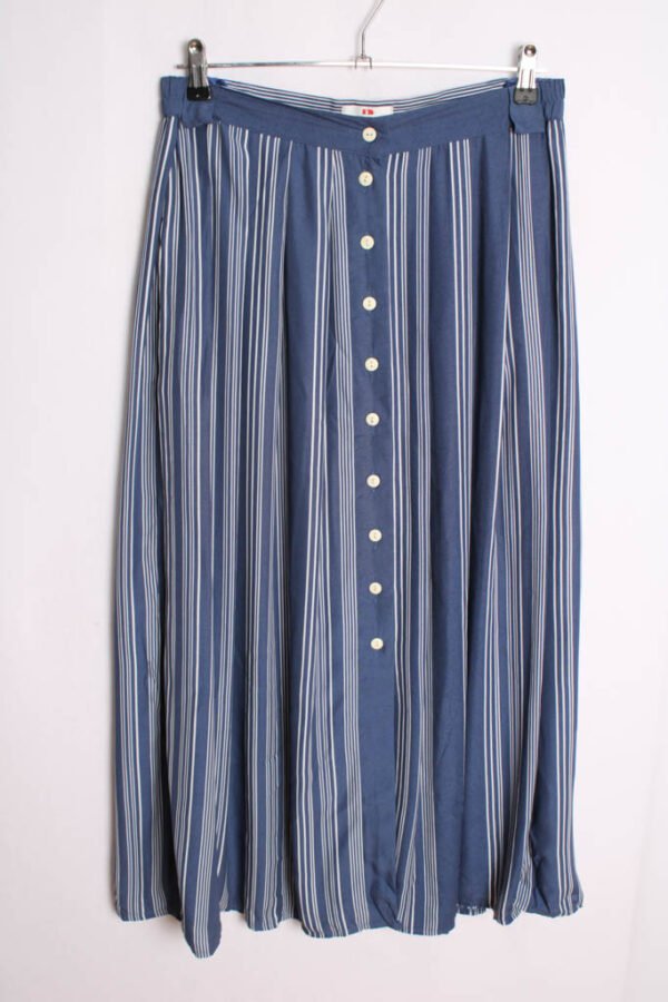 falda midi estampada vintage-3 Falda Azul con Rayas Vintage A-Line "M"