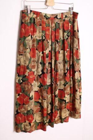Falda Midi Vintage Estampado Otoño "XL"